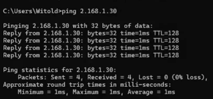 ping 2.168.1.30